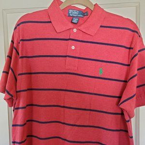 Polo RALPH LAUREN Classic, custom fit, BRICK RED with DARK BLUE Stripes